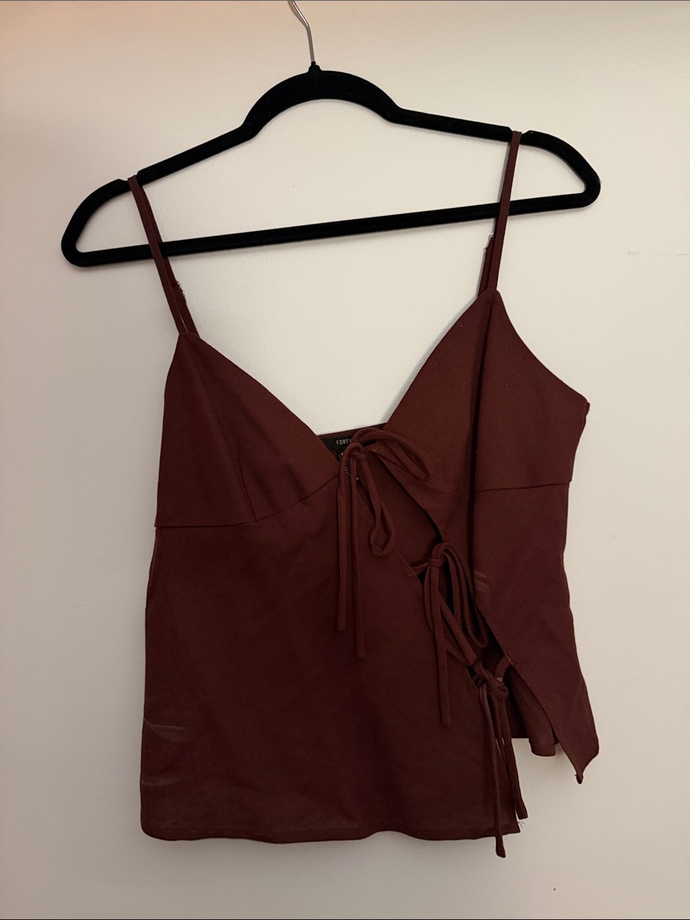 Forever 21 Brown Tie-Front Spaghetti Strap Tank